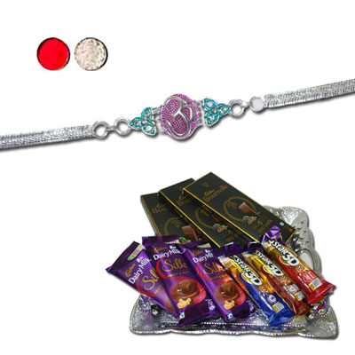"Rakhi - SIL-6010 A (Single Rakhi), Choco Thali - code RC02 - Click here to View more details about this Product